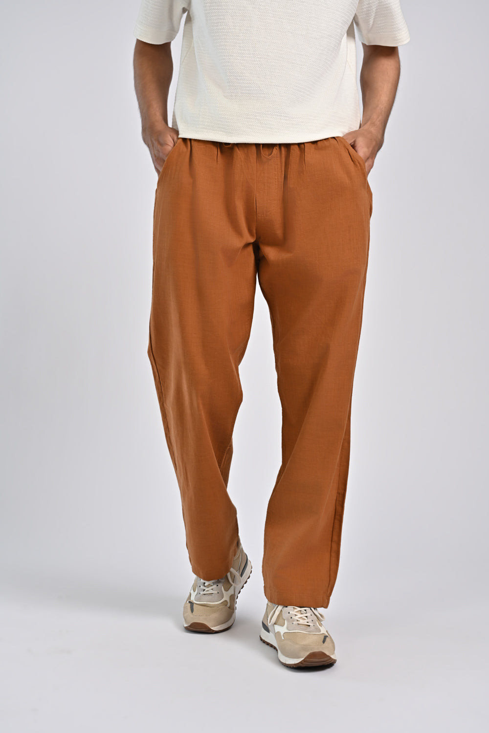 TEXTURED BAGGY FIT EASY PANTS