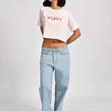 SLOGAN EMBROIDERED TEE