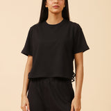 RIBBED TEE WITH DRAWCORD DETAIL