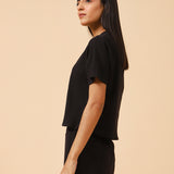 RIBBED TEE WITH DRAWCORD DETAIL