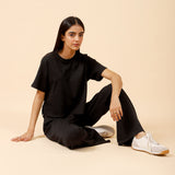 RIBBED TEE WITH DRAWCORD DETAIL