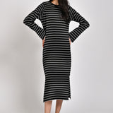 LONG STRIPED KNIT DRESS