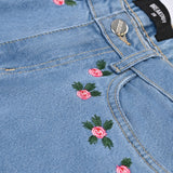 WIDE LEG EMBROIDERED DENIM