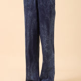 DENIM-WASHED WIDE LEG TROUSER