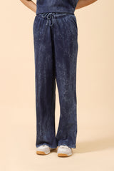 DENIM-WASHED WIDE LEG TROUSER