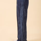 DENIM-WASHED WIDE LEG TROUSER