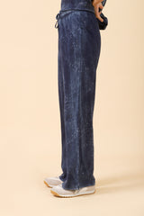 DENIM-WASHED WIDE LEG TROUSER