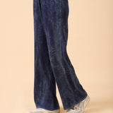 DENIM-WASHED WIDE LEG TROUSER