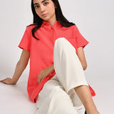 BUTTON DOWN TOP WITH CAP SLEEVES