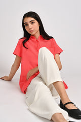 BUTTON DOWN TOP WITH CAP SLEEVES