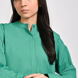 BUTTON DOWN SHIRT WITH DRAWCORD SLEEVE