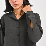 TEXTURED TOP WITH MANDARIN COLLAR