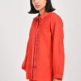 TEXTURED BUTTONDOWN SHIRT WITH PLEATS