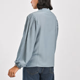 BUTTON DOWN TOP WITH BLOUSED SLEEVES