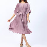 PLEATED FABRIC KIMONO DRESS