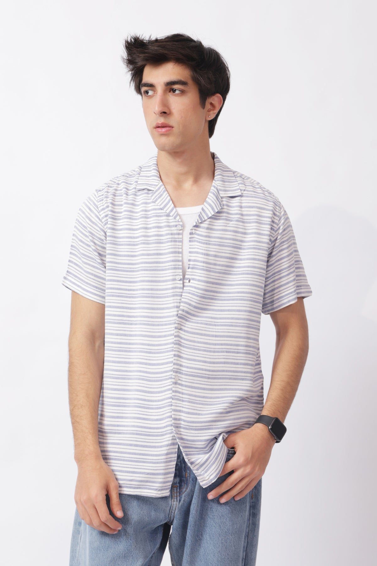 RESORT COLLAR STRIPPED SHIRT