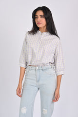 CHECKERED SHIRT WITH DRAWSTRING DETAIL