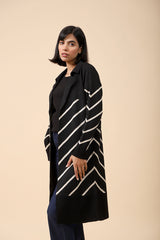 LONG CARDIGAN WITH NOTCH COLLAR