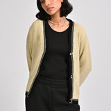 CONTRAST TRIM KNIT CARDIGAN