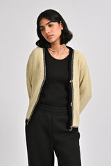 CONTRAST TRIM KNIT CARDIGAN