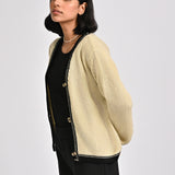 CONTRAST TRIM KNIT CARDIGAN