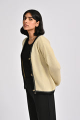 CONTRAST TRIM KNIT CARDIGAN