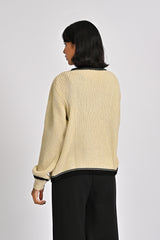 CONTRAST TRIM KNIT CARDIGAN