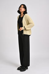 CONTRAST TRIM KNIT CARDIGAN