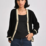 CONTRAST TRIM KNIT CARDIGAN