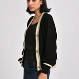 CONTRAST TRIM KNIT CARDIGAN