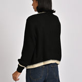 CONTRAST TRIM KNIT CARDIGAN