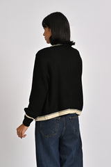 CONTRAST TRIM KNIT CARDIGAN