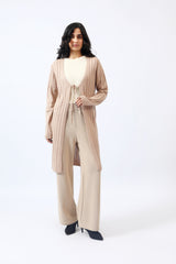 TIE FRONT LONG RIBBED CARDIGAN