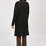 TIE FRONT LONG RIBBED CARDIGAN