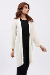 TEXTURED CARDIGAN WITH TURN UP SLEEVE