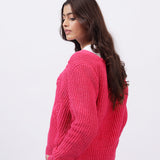 CHUNKY KNIT CARDIGAN WITH EMBROIDERY