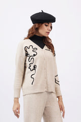 CONTRAST EMBROIDERED CARDIGAN