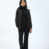 TEXTURED STRIPED LUREX CARDIGAN