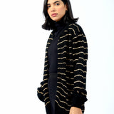 TEXTURED STRIPED LUREX CARDIGAN