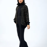 TEXTURED STRIPED LUREX CARDIGAN