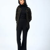 TEXTURED STRIPED LUREX CARDIGAN