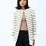 TEXTURED STRIPED LUREX CARDIGAN