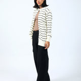 TEXTURED STRIPED LUREX CARDIGAN