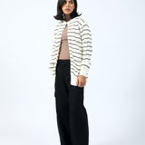 TEXTURED STRIPED LUREX CARDIGAN