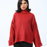 HIGH NECK JUMPER WITH SLEEVE DETAIL