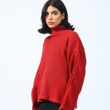 HIGH NECK JUMPER WITH SLEEVE DETAIL