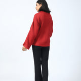 HIGH NECK JUMPER WITH SLEEVE DETAIL