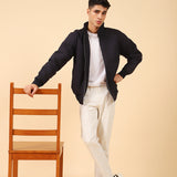 BAND COLLAR POLYESTER JACKET