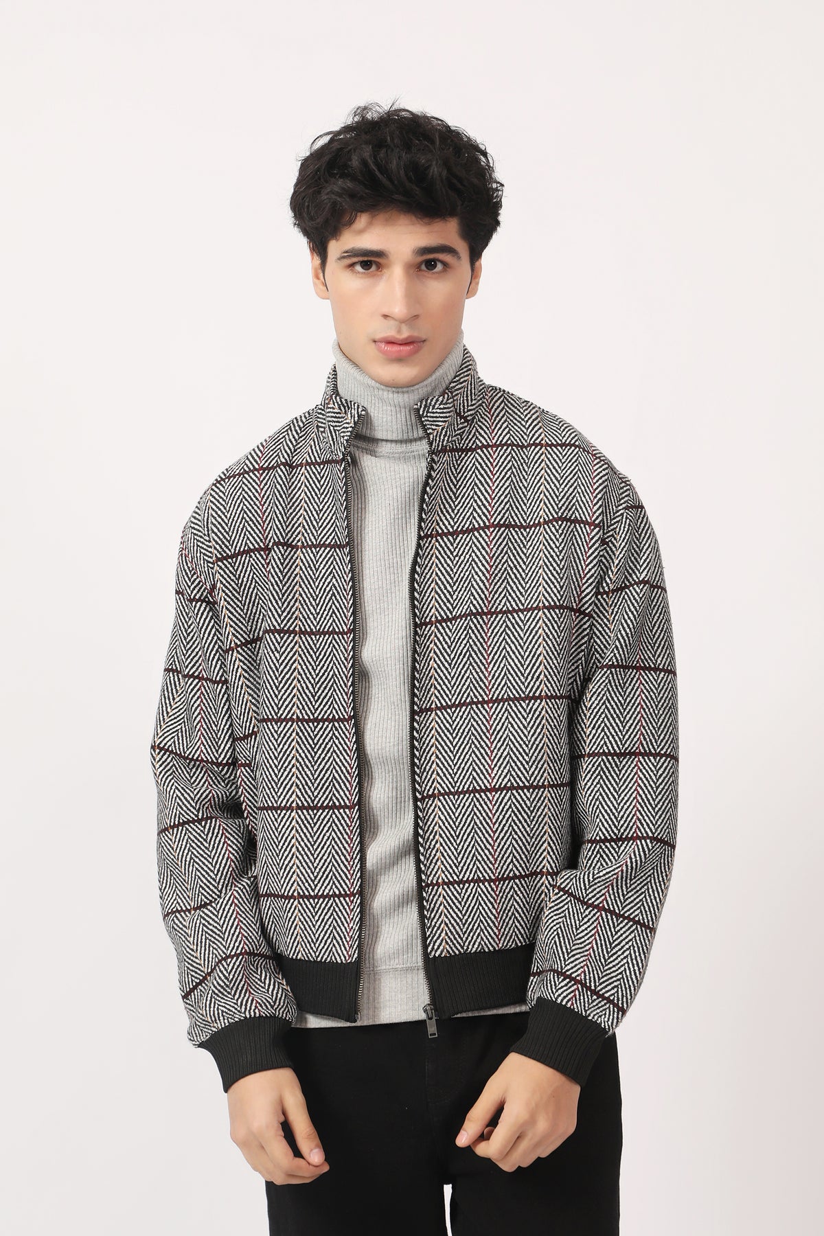 MOCKNECK WOOL BLEND JACKET