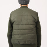 MOCK NECK CONTRAST SLEEVE QUILTED JACKET